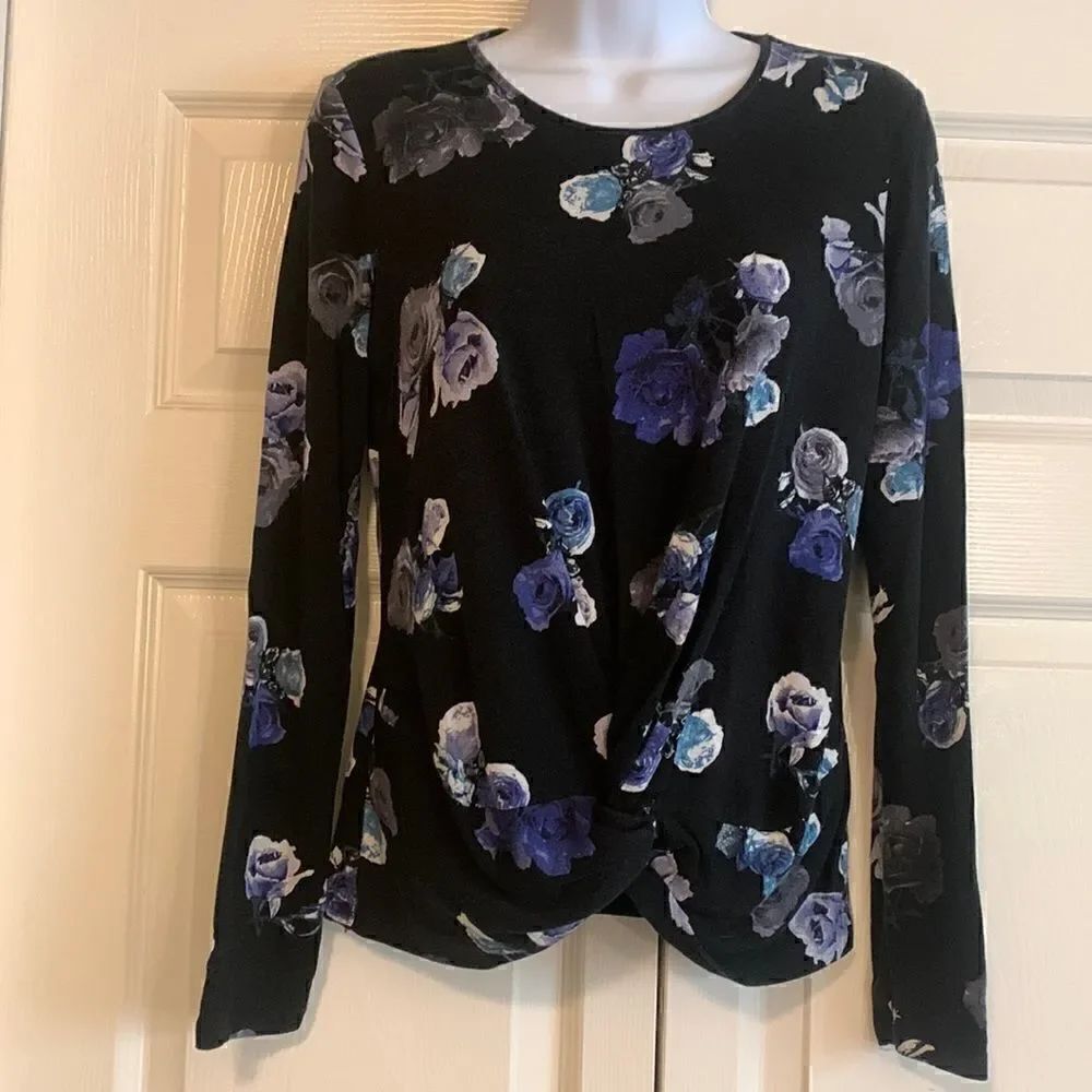 THAKOON, blouse, long sleeve, scrunch tie front, floral, super cute